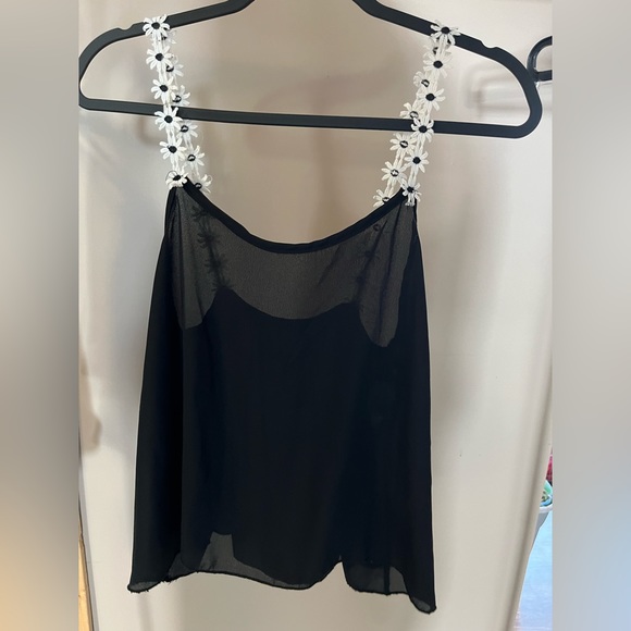 Black tank with floral straps - Picture 2 of 2
